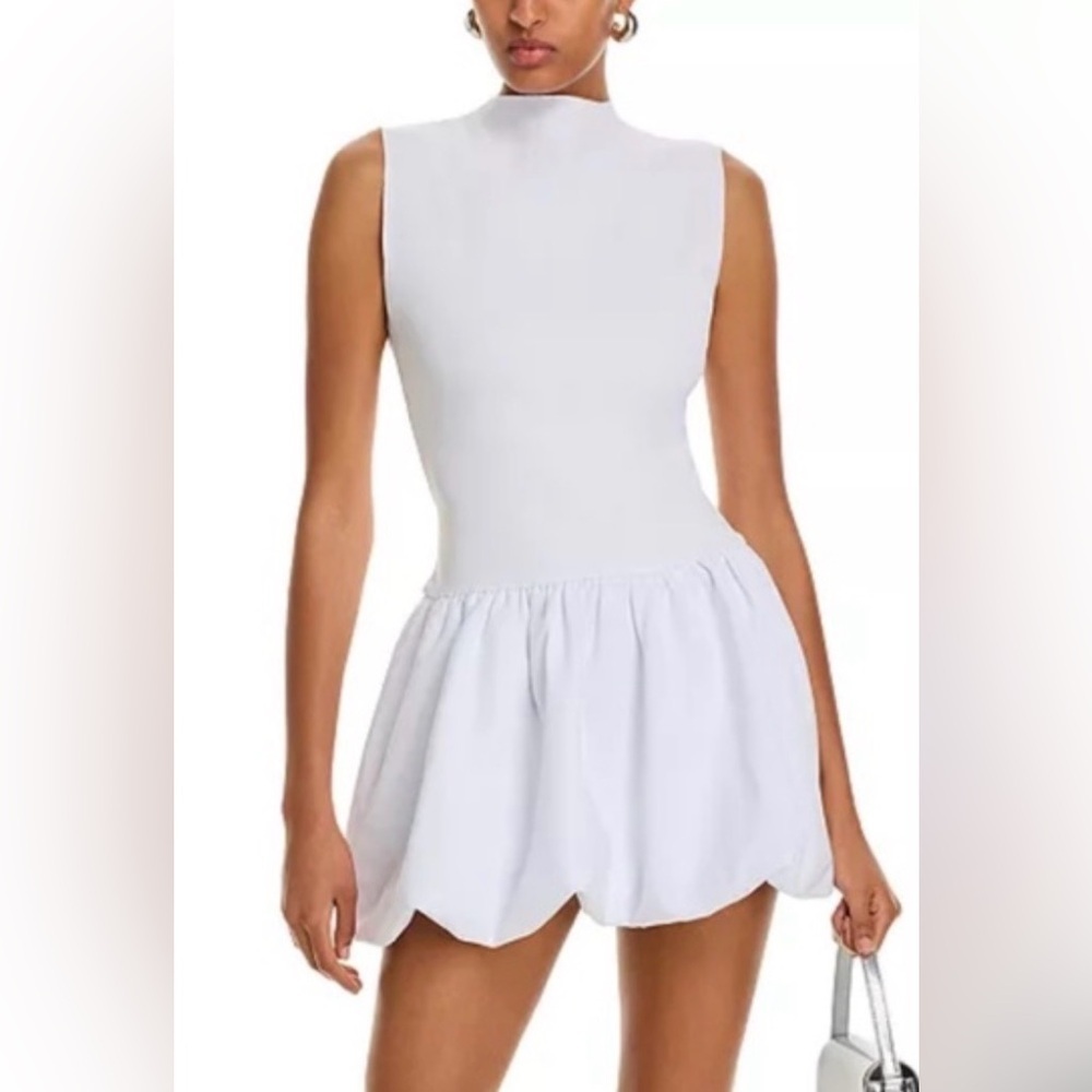 NWT AQUA Ponte Mock Neck Bubble Mini Dress